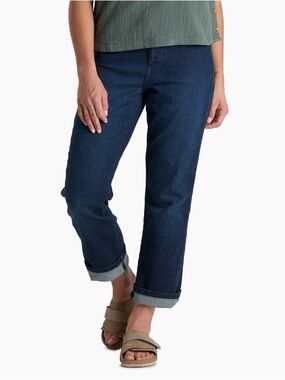 KUHL Kontour Boyfriend Denim Jeans 12 straight leg stretch high rise soft blue